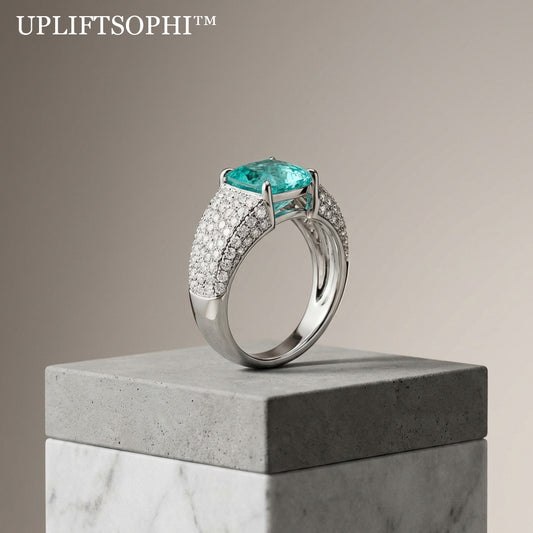 💎Upliftsophi™ THE AQUAMARINE GLACIER CROWN - "Power is found in the weight of the stone and the brilliance of the frost. A high-mass structural ring engineered to anchor the hand in a sea of crystalline light."
